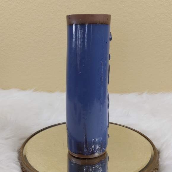 Richie Studio Art Pottery Beans Quirky Boho Vintage 1971 Blue Glaze - Picture 5 of 8